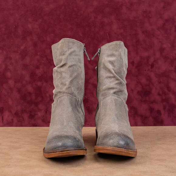 Sofft Women Sharnell Low Distress Grey Suede Back Lace-up Mid Calf boots sz 7 - Picture 2 of 8
